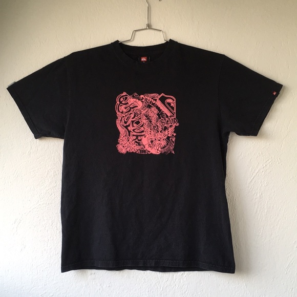 Quiksilver Other - Quicksilver pink burst graphic T-shirt black Sz M